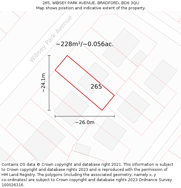 265, WIBSEY PARK AVENUE, BRADFORD, BD6 3QU: Plot and title map