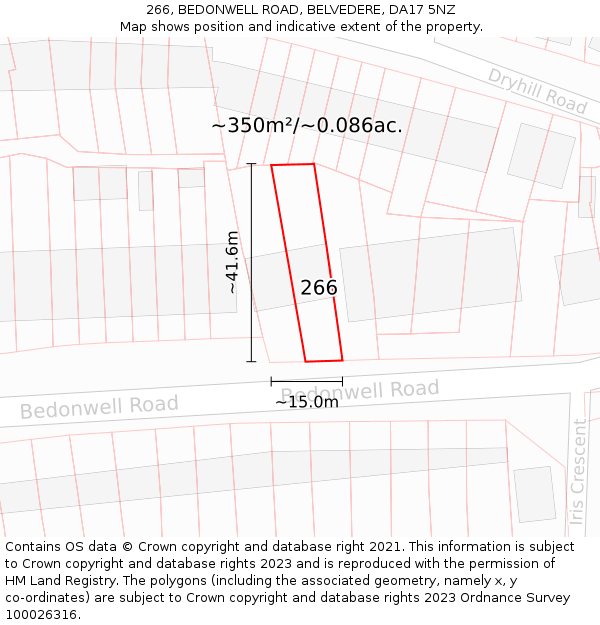266, BEDONWELL ROAD, BELVEDERE, DA17 5NZ: Plot and title map