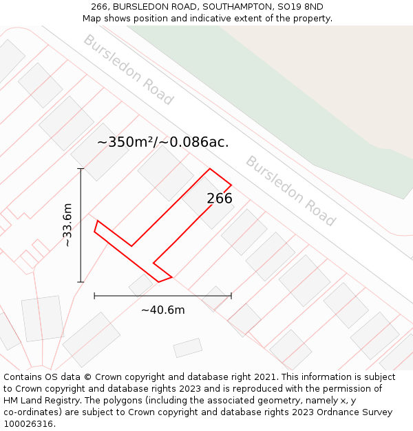 266, BURSLEDON ROAD, SOUTHAMPTON, SO19 8ND: Plot and title map
