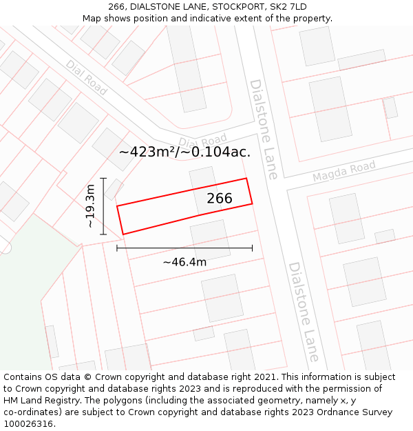 266, DIALSTONE LANE, STOCKPORT, SK2 7LD: Plot and title map