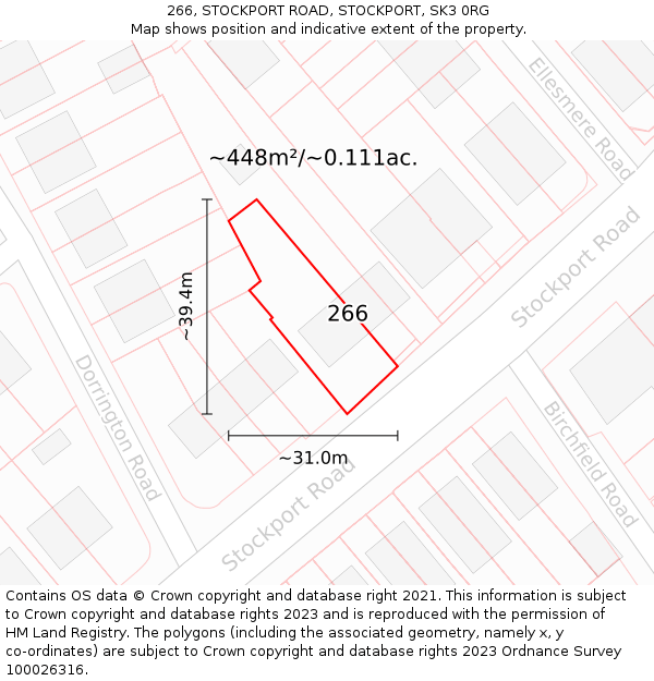 266, STOCKPORT ROAD, STOCKPORT, SK3 0RG: Plot and title map