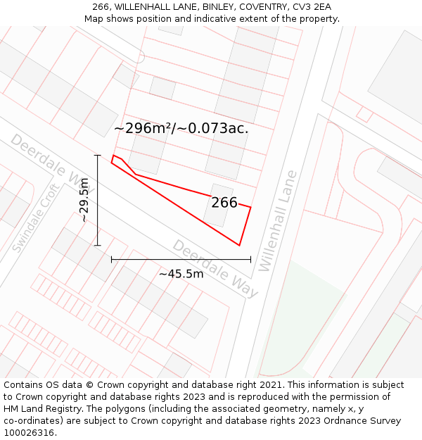 266, WILLENHALL LANE, BINLEY, COVENTRY, CV3 2EA: Plot and title map