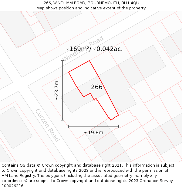 266, WINDHAM ROAD, BOURNEMOUTH, BH1 4QU: Plot and title map