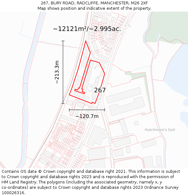 267, BURY ROAD, RADCLIFFE, MANCHESTER, M26 2XF: Plot and title map