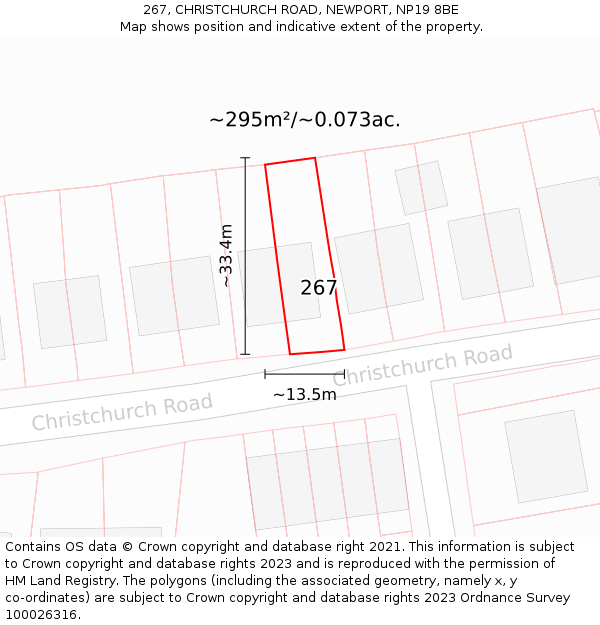 267, CHRISTCHURCH ROAD, NEWPORT, NP19 8BE: Plot and title map