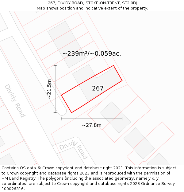 267, DIVIDY ROAD, STOKE-ON-TRENT, ST2 0BJ: Plot and title map