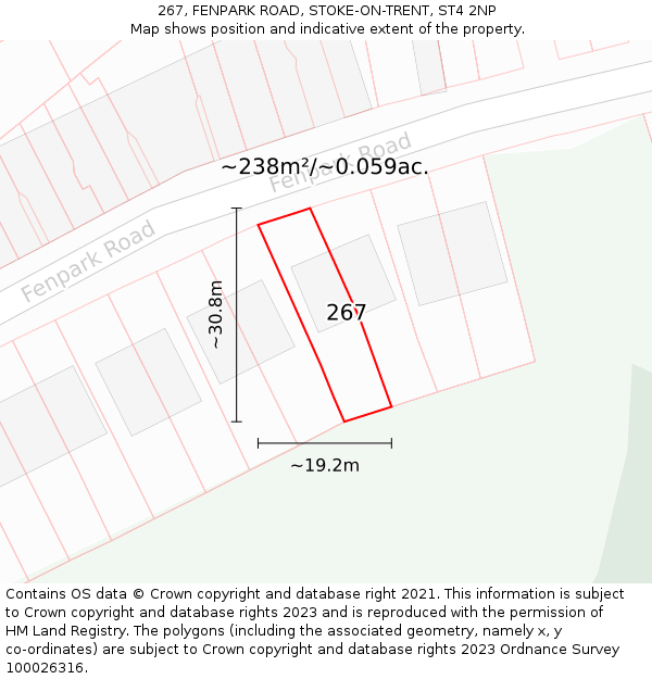 267, FENPARK ROAD, STOKE-ON-TRENT, ST4 2NP: Plot and title map