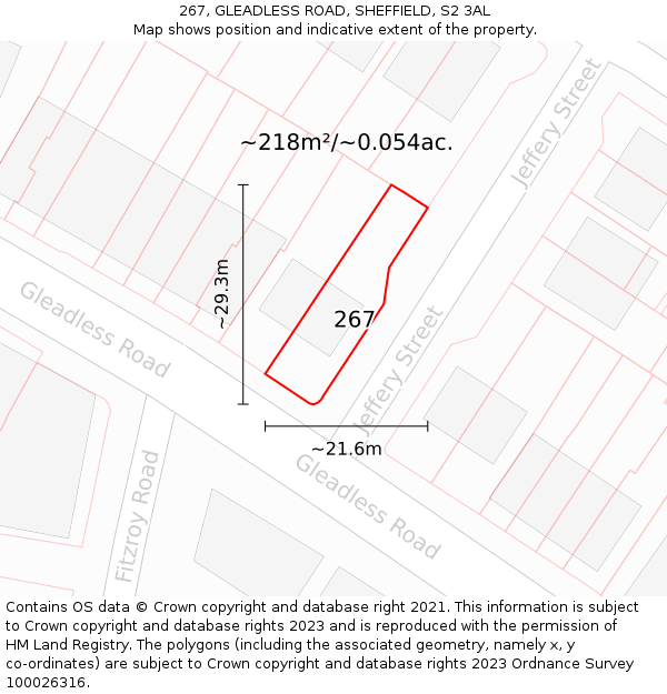 267, GLEADLESS ROAD, SHEFFIELD, S2 3AL: Plot and title map