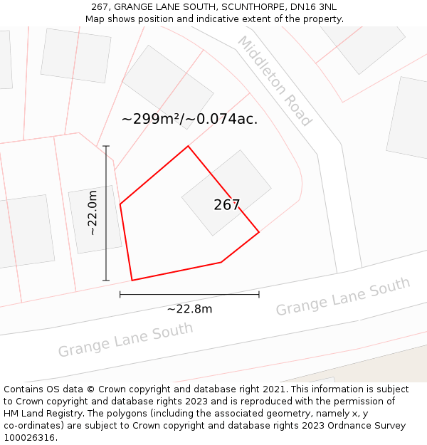 267, GRANGE LANE SOUTH, SCUNTHORPE, DN16 3NL: Plot and title map
