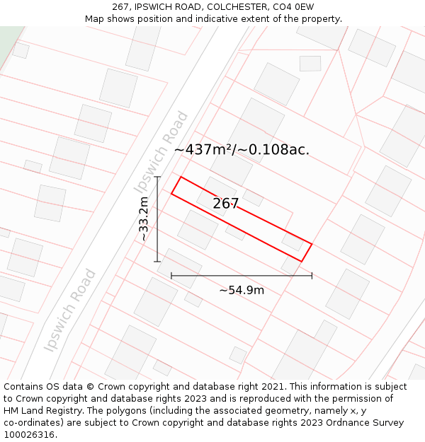 267, IPSWICH ROAD, COLCHESTER, CO4 0EW: Plot and title map