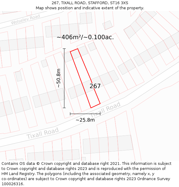 267, TIXALL ROAD, STAFFORD, ST16 3XS: Plot and title map