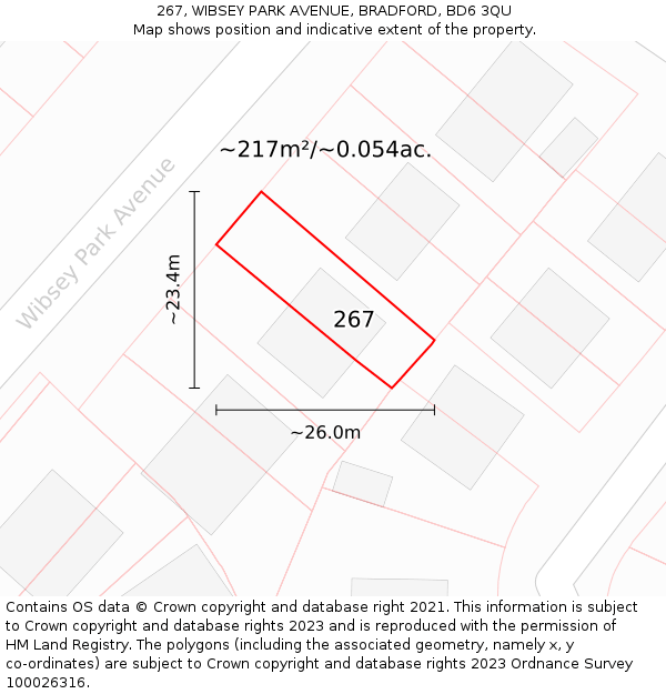 267, WIBSEY PARK AVENUE, BRADFORD, BD6 3QU: Plot and title map