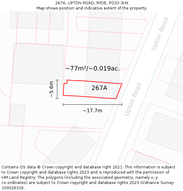 267A, UPTON ROAD, RYDE, PO33 3HX: Plot and title map