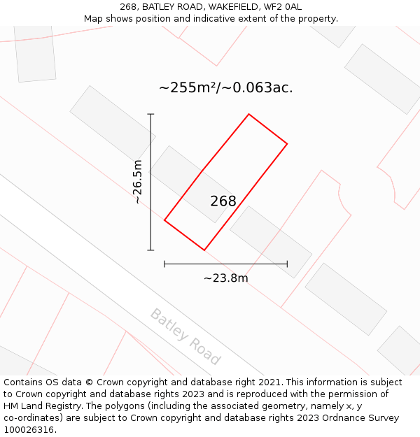 268, BATLEY ROAD, WAKEFIELD, WF2 0AL: Plot and title map