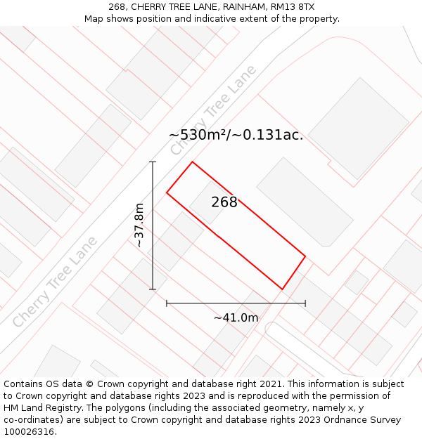 268, CHERRY TREE LANE, RAINHAM, RM13 8TX: Plot and title map