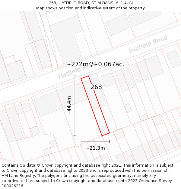 268, HATFIELD ROAD, ST ALBANS, AL1 4UN: Plot and title map