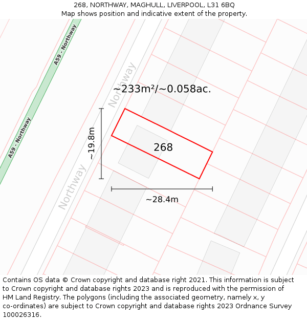 268, NORTHWAY, MAGHULL, LIVERPOOL, L31 6BQ: Plot and title map