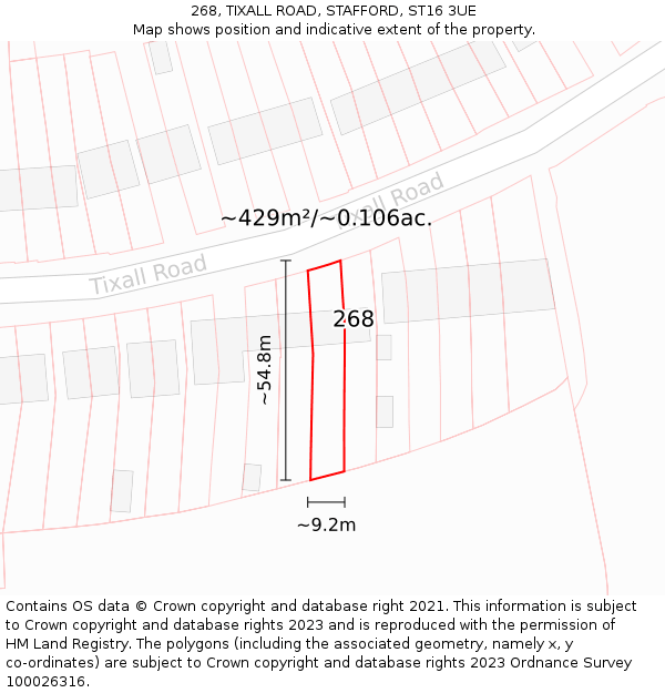 268, TIXALL ROAD, STAFFORD, ST16 3UE: Plot and title map