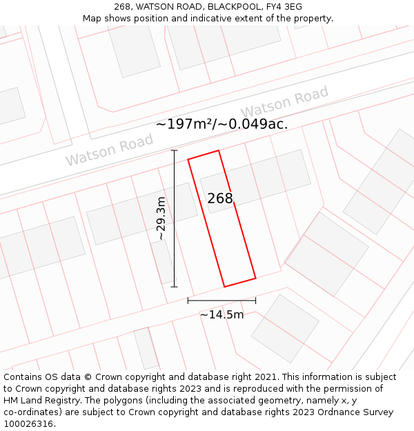 268, WATSON ROAD, BLACKPOOL, FY4 3EG: Plot and title map