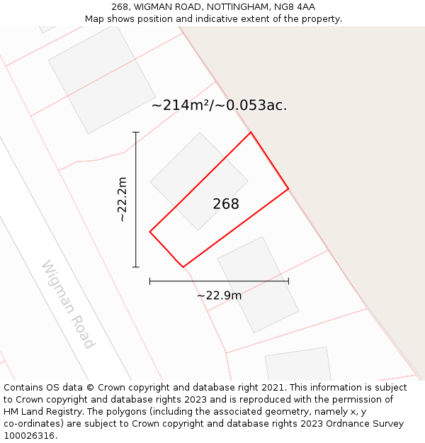 268, WIGMAN ROAD, NOTTINGHAM, NG8 4AA: Plot and title map