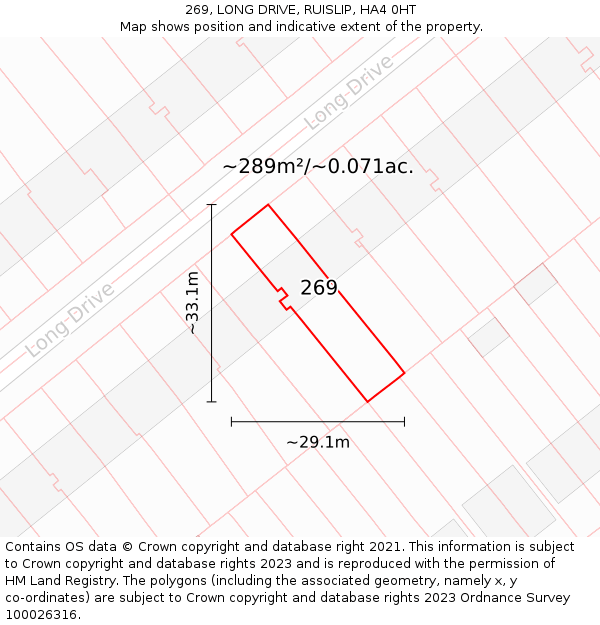 269, LONG DRIVE, RUISLIP, HA4 0HT: Plot and title map