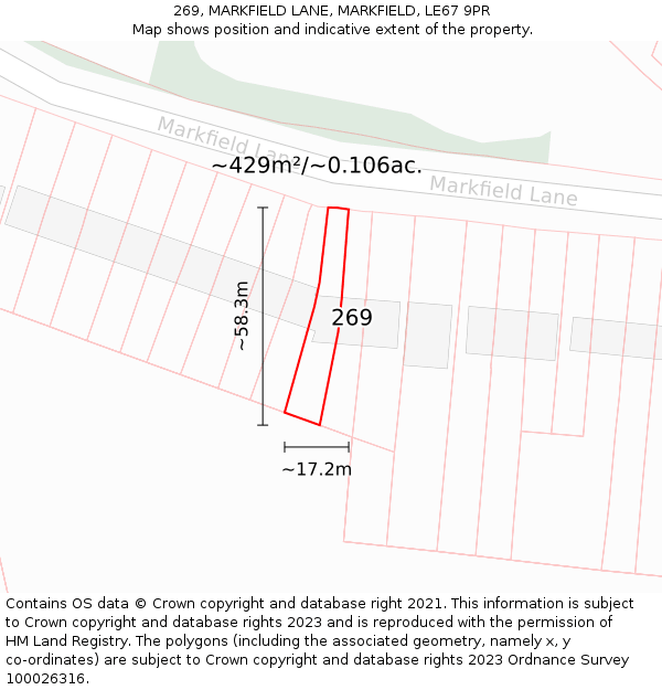 269, MARKFIELD LANE, MARKFIELD, LE67 9PR: Plot and title map