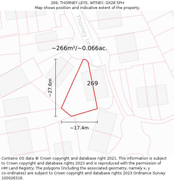 269, THORNEY LEYS, WITNEY, OX28 5PH: Plot and title map