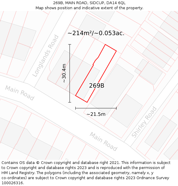 269B, MAIN ROAD, SIDCUP, DA14 6QL: Plot and title map