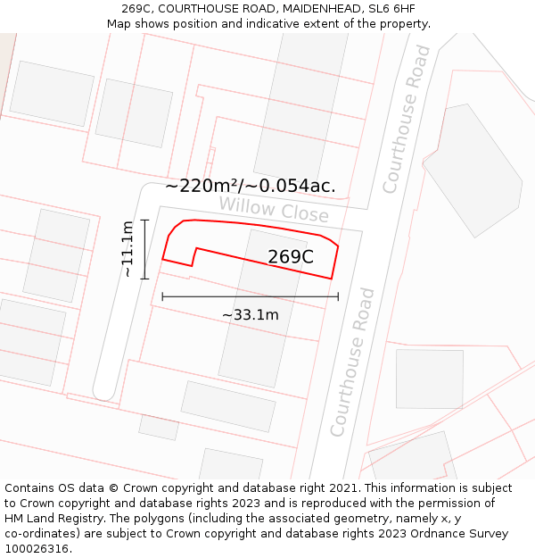 269C, COURTHOUSE ROAD, MAIDENHEAD, SL6 6HF: Plot and title map