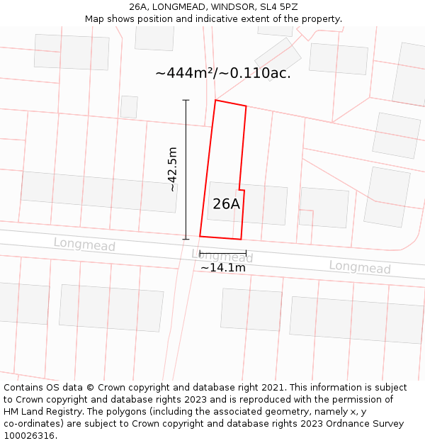 26A, LONGMEAD, WINDSOR, SL4 5PZ: Plot and title map