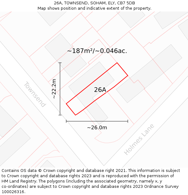 26A, TOWNSEND, SOHAM, ELY, CB7 5DB: Plot and title map