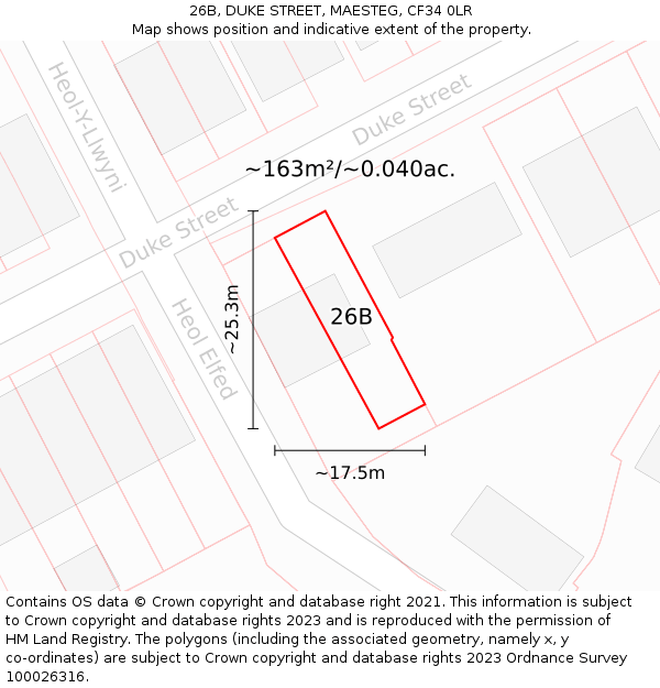 26B, DUKE STREET, MAESTEG, CF34 0LR: Plot and title map