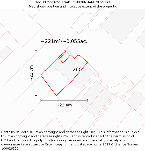 26C, ELDORADO ROAD, CHELTENHAM, GL50 2PT: Plot and title map