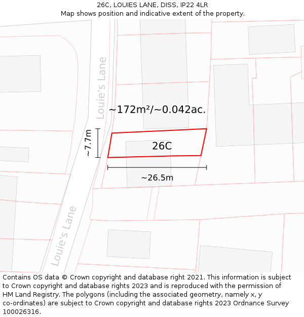 26C, LOUIES LANE, DISS, IP22 4LR: Plot and title map