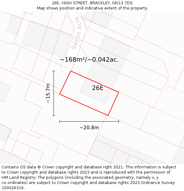 26E, HIGH STREET, BRACKLEY, NN13 7DS: Plot and title map