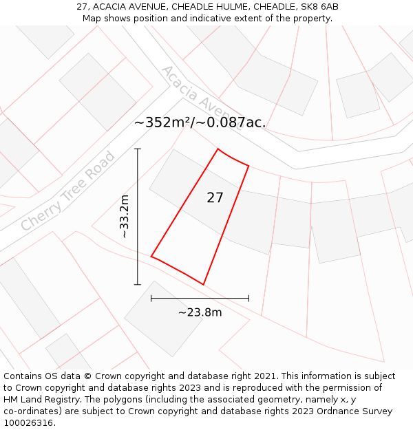 27, ACACIA AVENUE, CHEADLE HULME, CHEADLE, SK8 6AB: Plot and title map