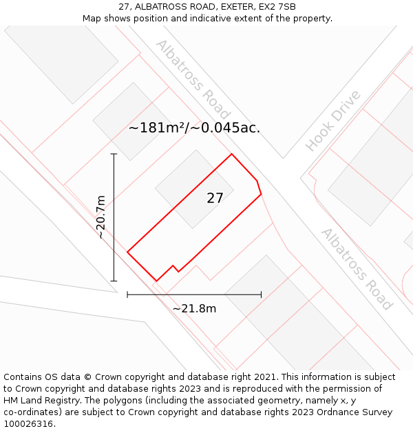 27, ALBATROSS ROAD, EXETER, EX2 7SB: Plot and title map