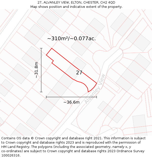 27, ALVANLEY VIEW, ELTON, CHESTER, CH2 4QD: Plot and title map