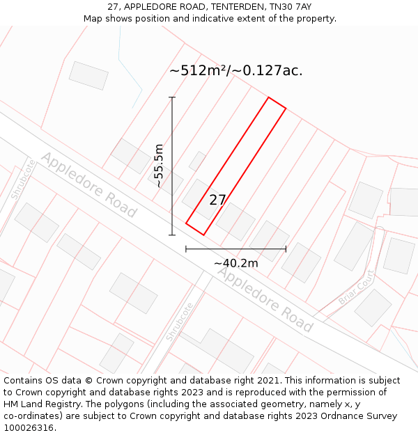 27, APPLEDORE ROAD, TENTERDEN, TN30 7AY: Plot and title map