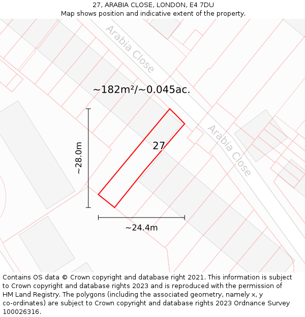27, ARABIA CLOSE, LONDON, E4 7DU: Plot and title map