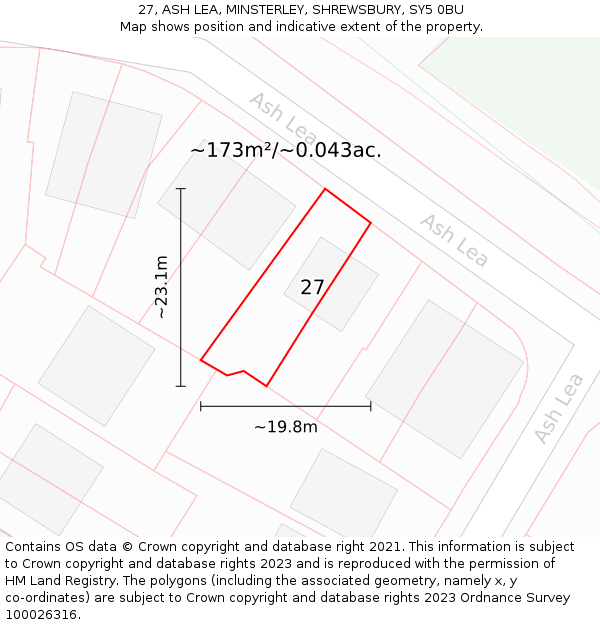 27, ASH LEA, MINSTERLEY, SHREWSBURY, SY5 0BU: Plot and title map