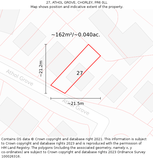 27, ATHOL GROVE, CHORLEY, PR6 0LL: Plot and title map