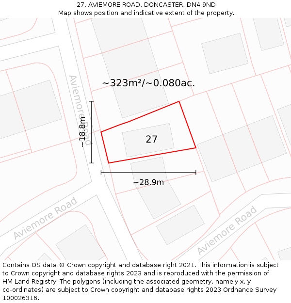 27, AVIEMORE ROAD, DONCASTER, DN4 9ND: Plot and title map