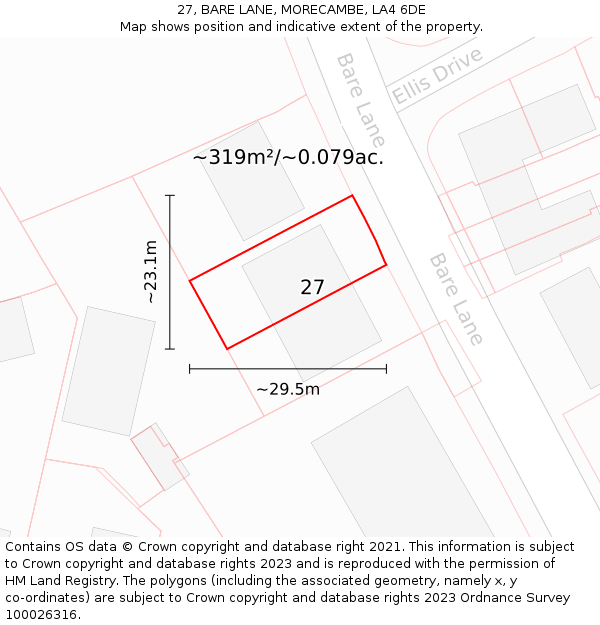 27, BARE LANE, MORECAMBE, LA4 6DE: Plot and title map