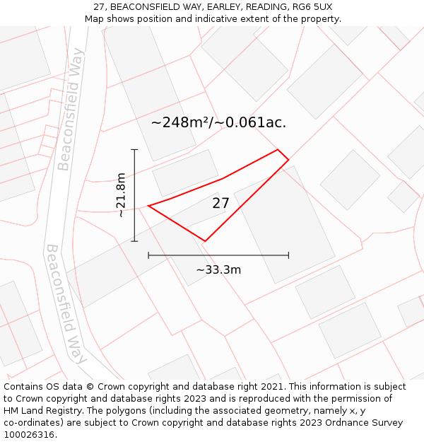 27, BEACONSFIELD WAY, EARLEY, READING, RG6 5UX: Plot and title map