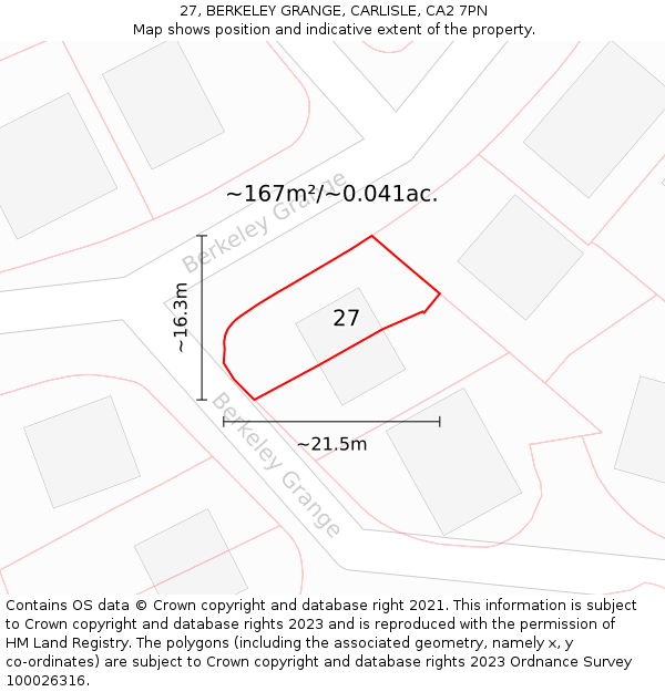27, BERKELEY GRANGE, CARLISLE, CA2 7PN: Plot and title map