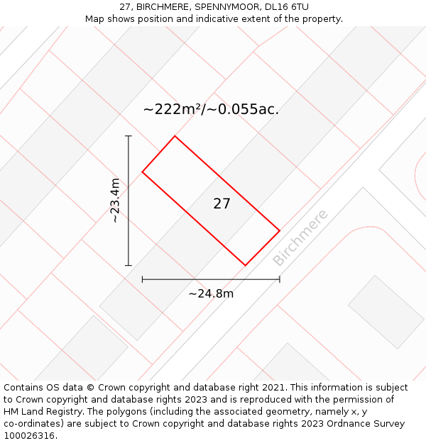 27, BIRCHMERE, SPENNYMOOR, DL16 6TU: Plot and title map