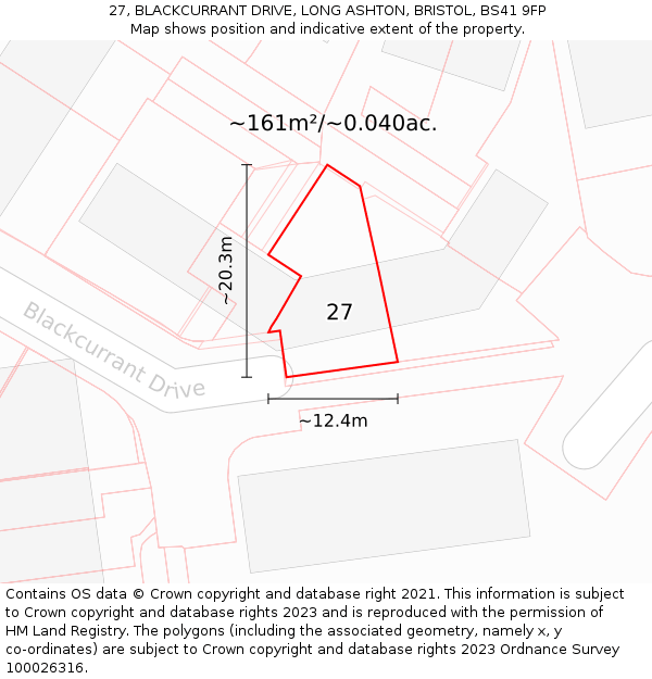 27, BLACKCURRANT DRIVE, LONG ASHTON, BRISTOL, BS41 9FP: Plot and title map
