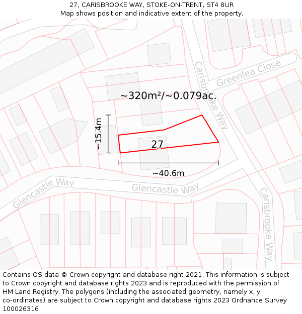 27, CARISBROOKE WAY, STOKE-ON-TRENT, ST4 8UR: Plot and title map