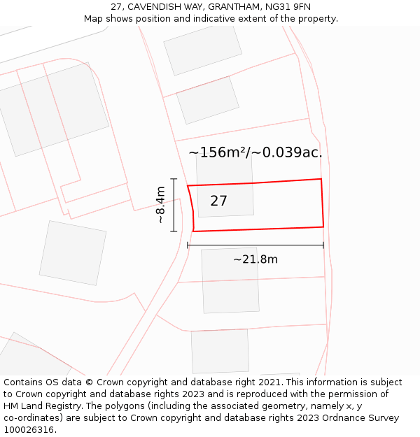 27, CAVENDISH WAY, GRANTHAM, NG31 9FN: Plot and title map